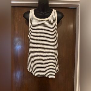 Cabi Black and Cream Striped Tank - Size L